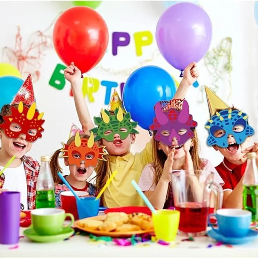 6 Packs Dinosaur Masks Felt and Elastic for Kids  - BIRTHDAY PARTY FUN! NEW